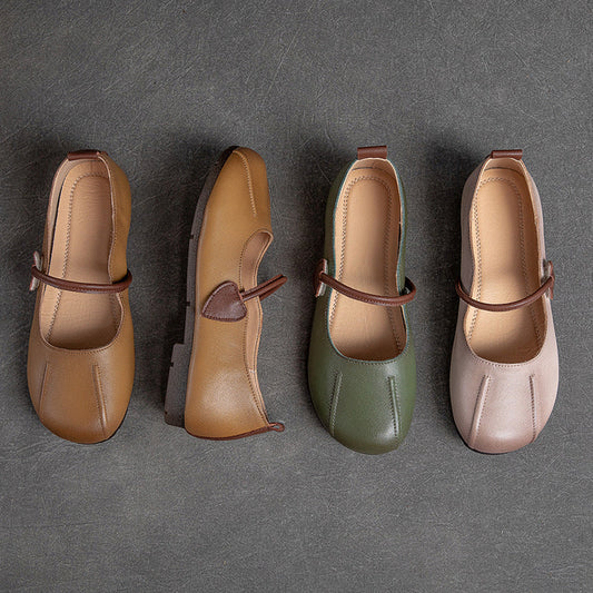 Women Spring Summer Retro Leather Casual Shoes