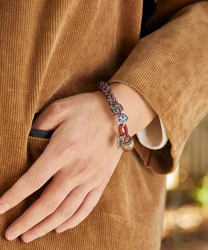 Vintage Cotton Thread Weaving Beads Charm Bracelet