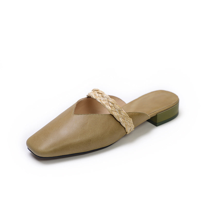 Women Summer Leather Handmde Wedge Slippers
