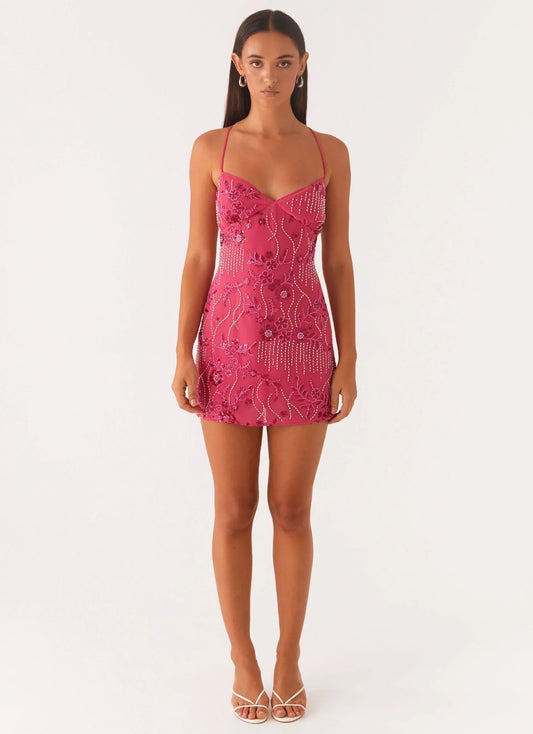Vietta Sequin Cami Mini Dress - Fuchsia