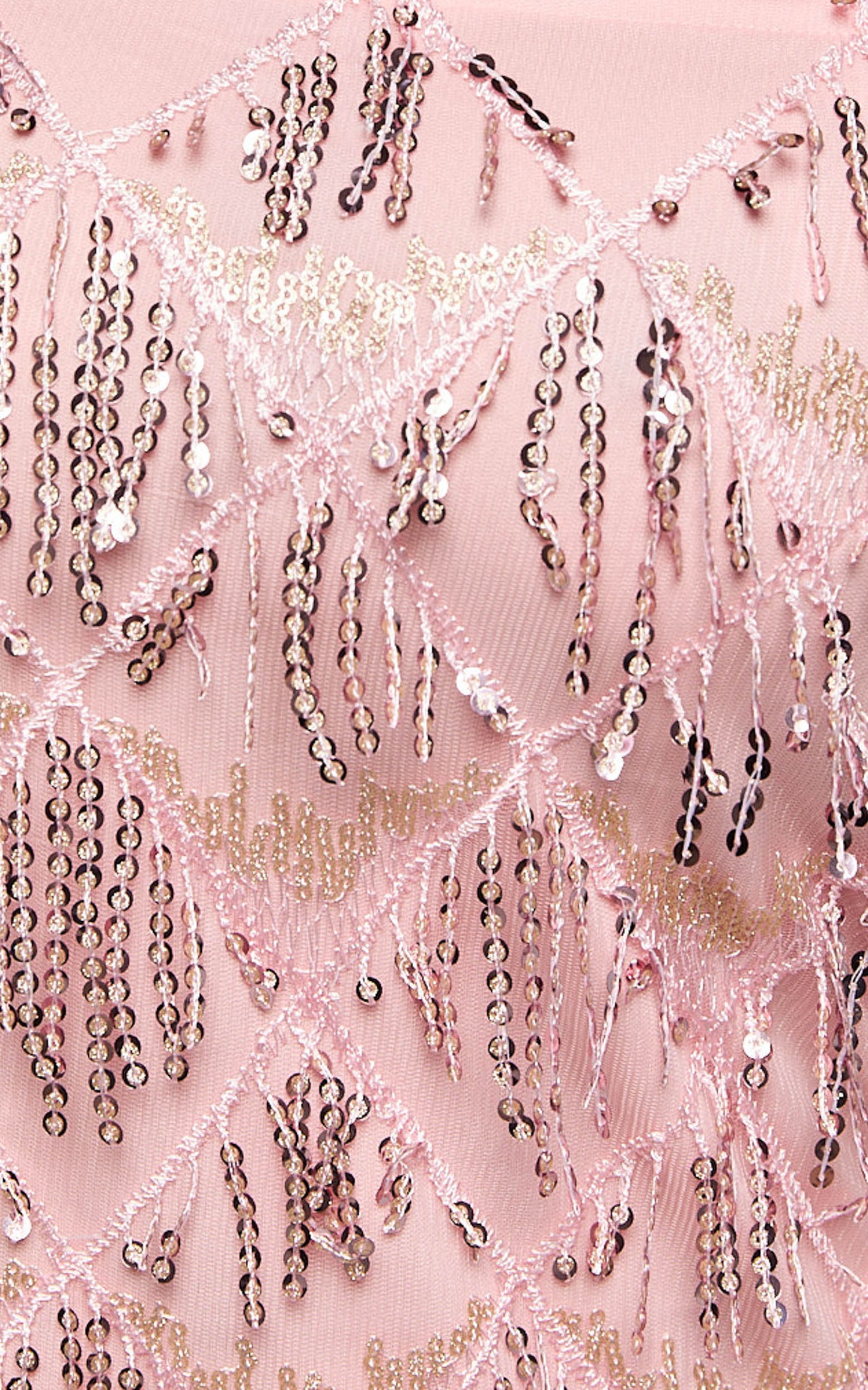 Shook Mini Dress Cami Sequin Fringe Dress in Pink Sequin