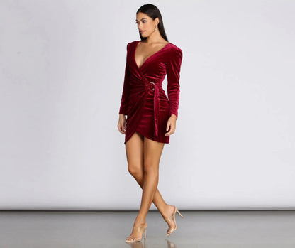Wrapped In Luxe Velvet Mini Dress