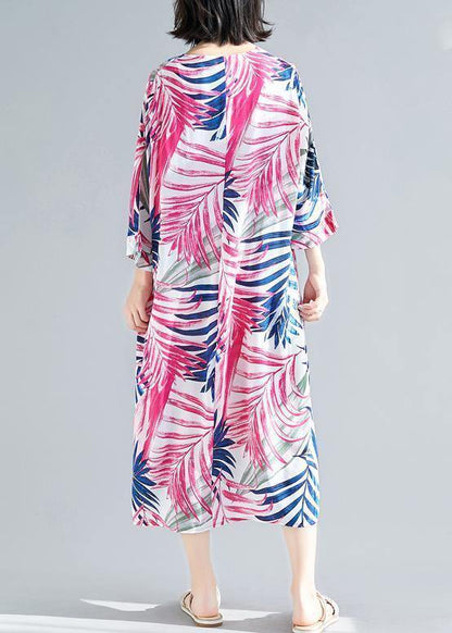 Handmade rose print cotton Women v neck tie waist A Line summer Dresses