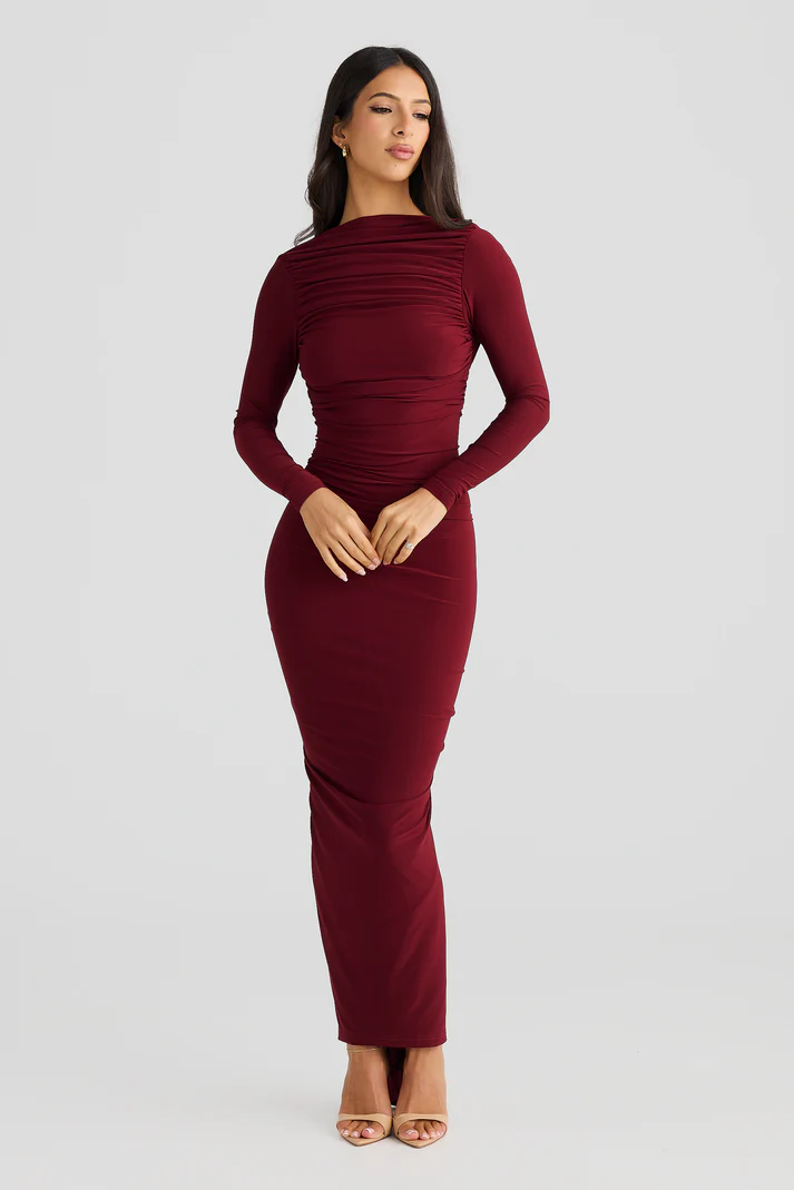 Sexy Slim Solid Color Long Sleeve Temperament One-Step Skirt