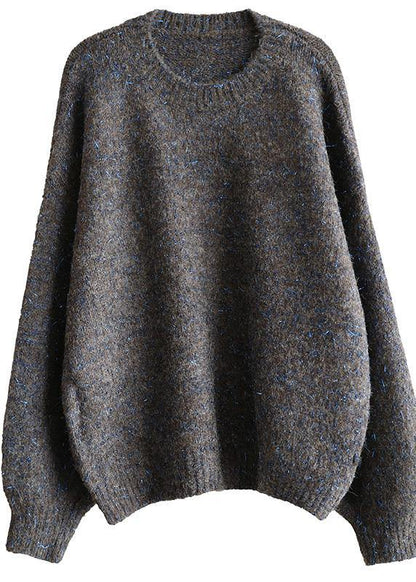 Chunky o neck army green sweaters trendy plus size wild knit blouse
