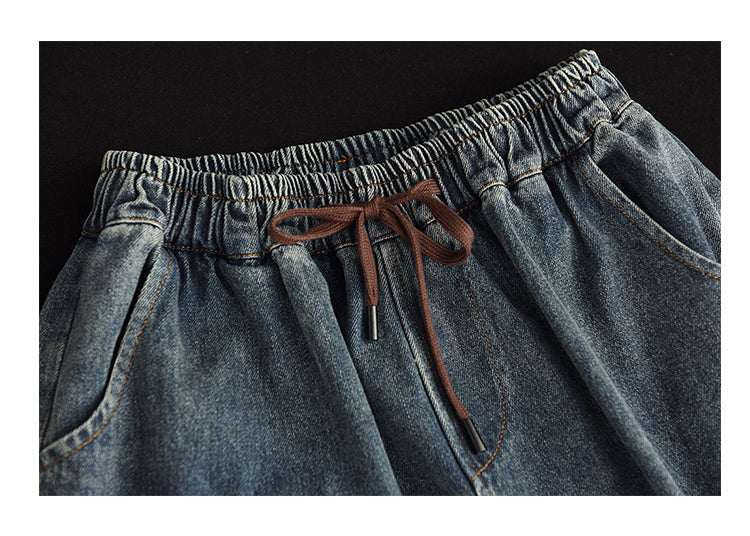 Vintage Embroidered Ripped Denim Slim A-Line Skirt