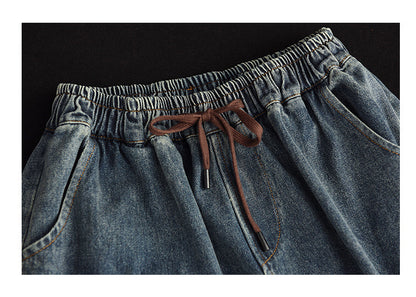 Vintage Embroidered Ripped Denim Slim A-Line Skirt