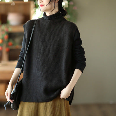 Temperament Loose Sleeveless Pullover Vest Literary Solid Color Vest