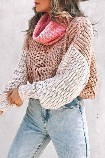 Turtleneck Color Block Casual Sweater