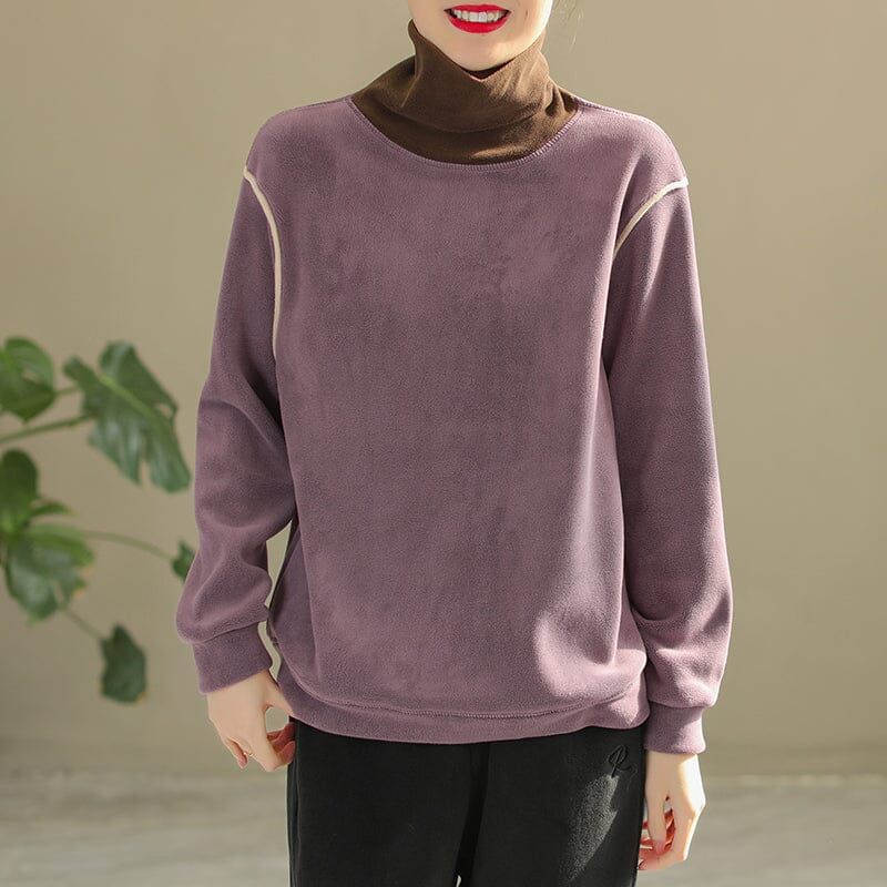 Winter Fashion Patchwork Loose Warm Fleece Sweater