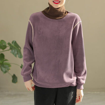 Winter Fashion Patchwork Loose Warm Fleece Sweater