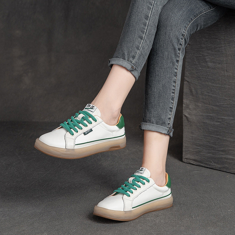 Summer Thin Leather Women Retro Casual Shoes