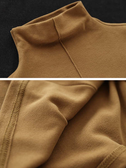 Women Autumn Artsy Solid Warm Turtleneck T-shirt