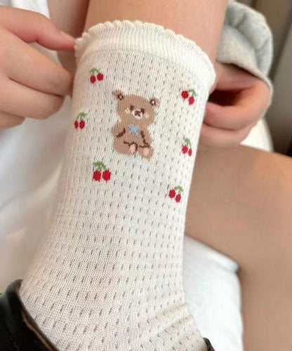 New Jacquard Cotton Mesh Crew Socks Summer