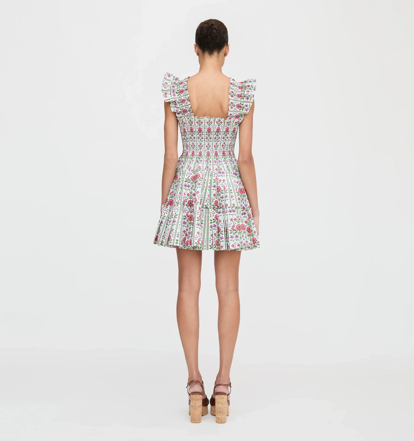 Couturebudthe Charlotte Nap Dress - Green Floral Block Stripe