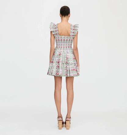 Couturebudthe Charlotte Nap Dress - Green Floral Block Stripe