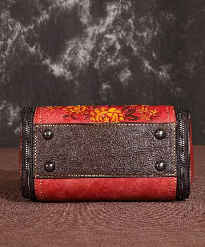 New Red Calf Leather Embossed Versatile Crossbody Bag