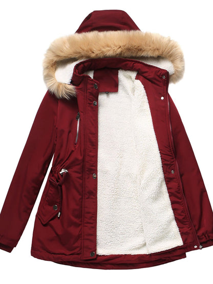 Women's Coat Daily Lamb wool Fall Winter Regular Midi Length Coat Solid Color Oversized Coat
