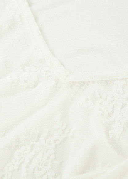 Women White V Neck Lace Patchwork Cotton Blouses Spring