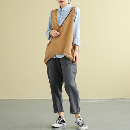 Women's Retro Knitted Pullover Sweater Vest
