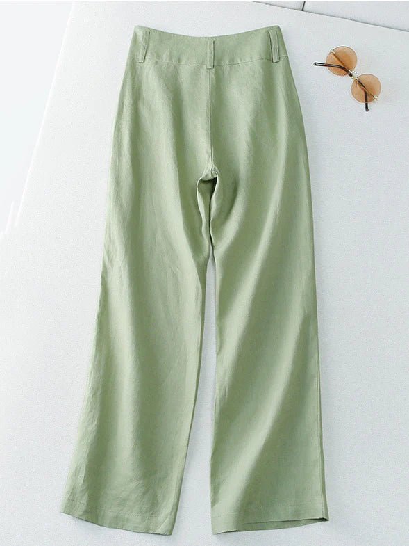 Loosen Solid Color Casual Wide Leg Linen Pants