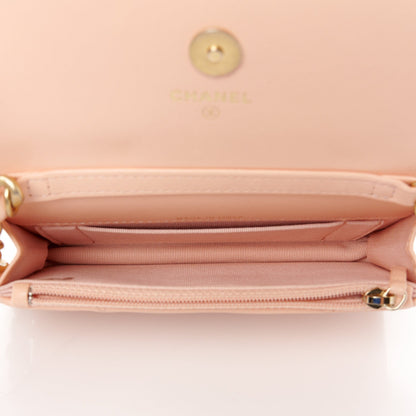Lambskin Quilted Chanel 19 Clutch With Chain Light Orange