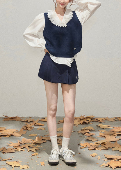 Classy Navy Thick Knit Womens Vest Fall