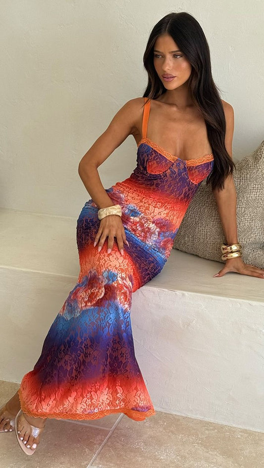 Women's Gradient Lace Mermaid Maxi Dress