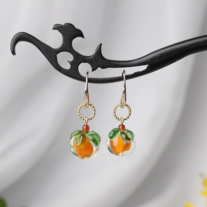 Literary Glazed Persimmon Earrings