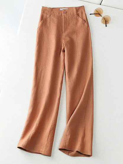 Loose Linen High Waist Solid Versatile Pants