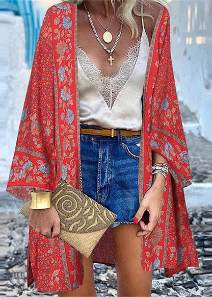 Art Oversized Print Cotton UPF 50+ Beach Cardigans Summer