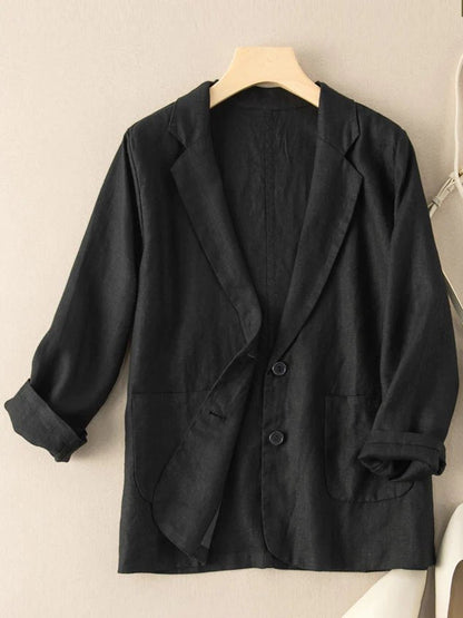 Casual Linen Long Sleeve Cropped Blazer