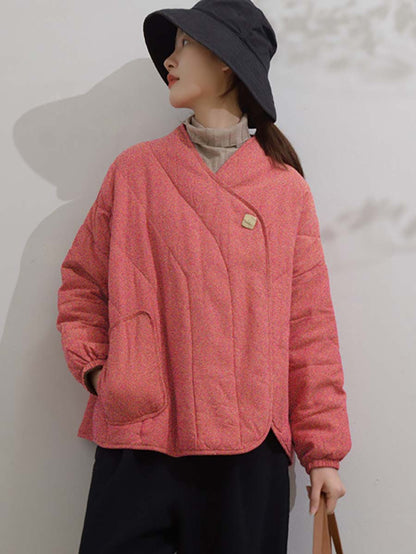 Women Vintage Solid Loose Button Cotton linen Jacket