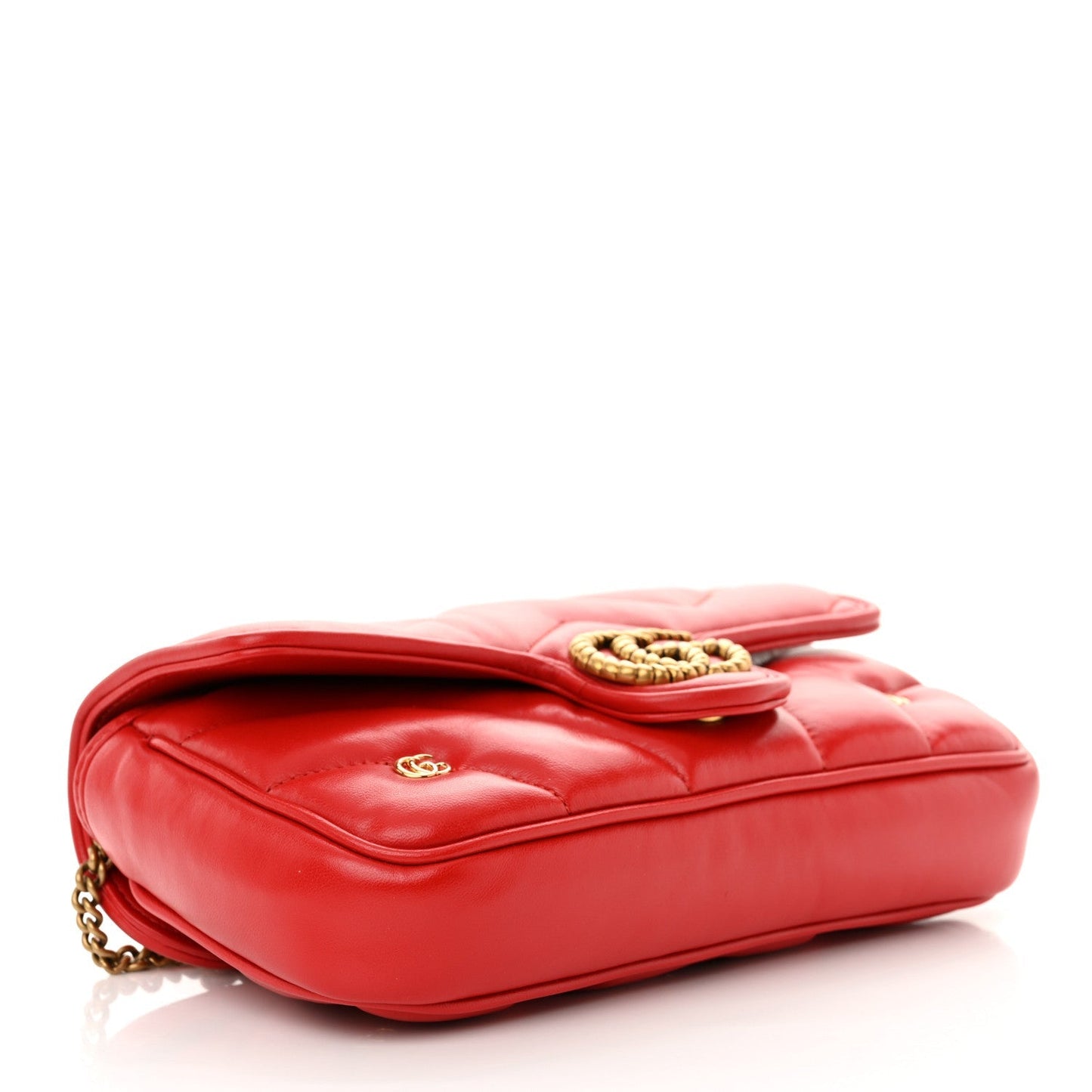 Calfskin Matelasse Double G Studs Mini Torchon GG Marmont Shoulder Bag Hibiscus Red