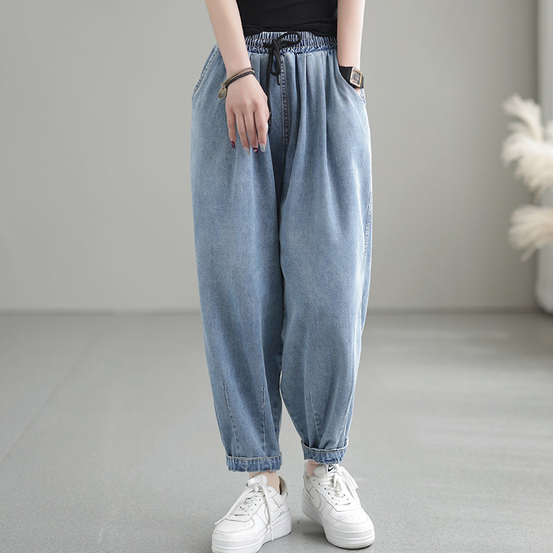 Women  Summer Plain Cotton Jeans