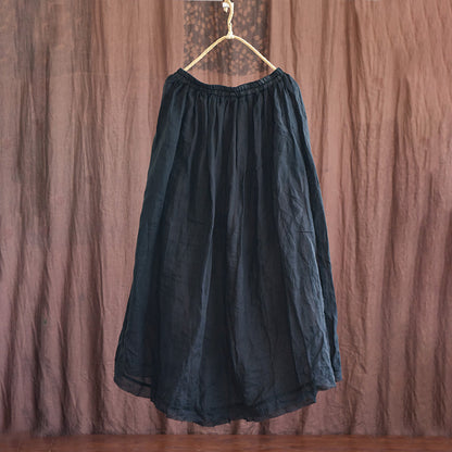 Plus Size Loose Linen Rough Hem Solid Skirt