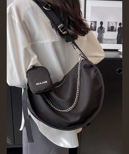 Chic White Large Capacity Canvas Hobo Bag