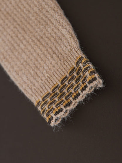 Women Vintage Winter Spliced Knitted Loose Sweater