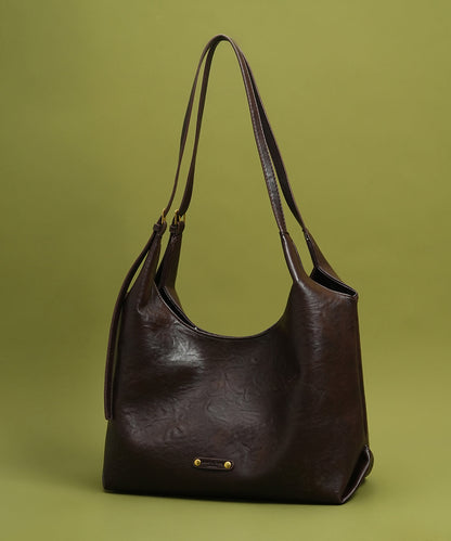 New Retro Large Capacity Solid Durable Faux Leather Women Handbags