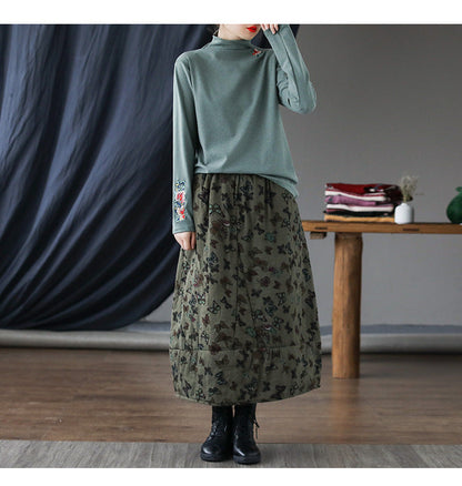 Vintage Patchwork Floral Large Thermal A-Line Skirt