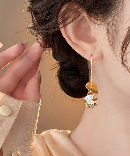 2025 Gold Copper Alloy Zircon Sequins Drop Earrings