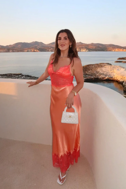 Sexy Strappy Low-Cut Lace Stitching Dress
