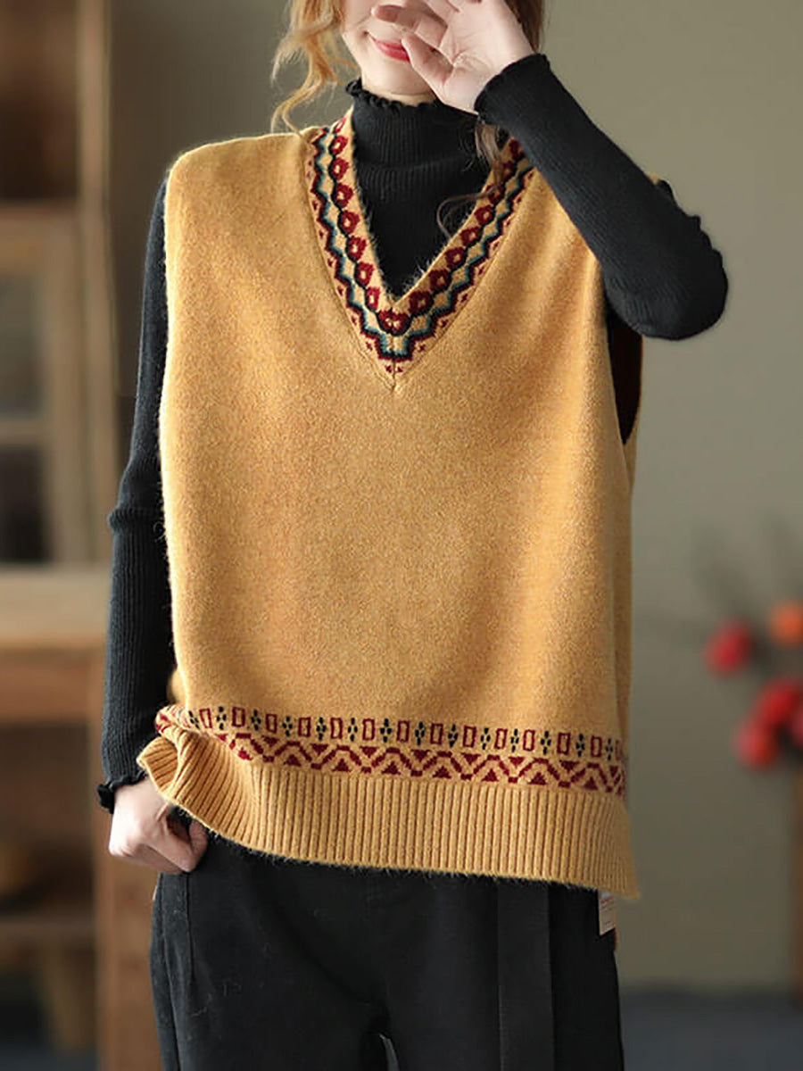 Winter Women Knitted Vest Sleeveless Sweater