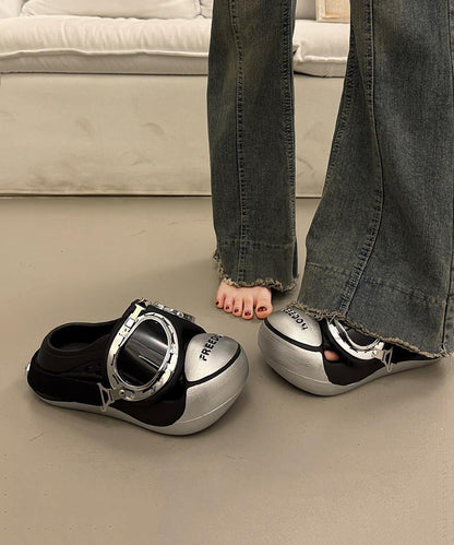Silver Splicing Chic Platform Slide Sandals
