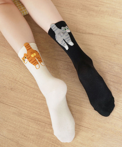 New Cute Creative Cartoon Jacquard Mid Calf Socks