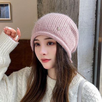 Women Winter Knitted Drawstring Hemming Warm Hat