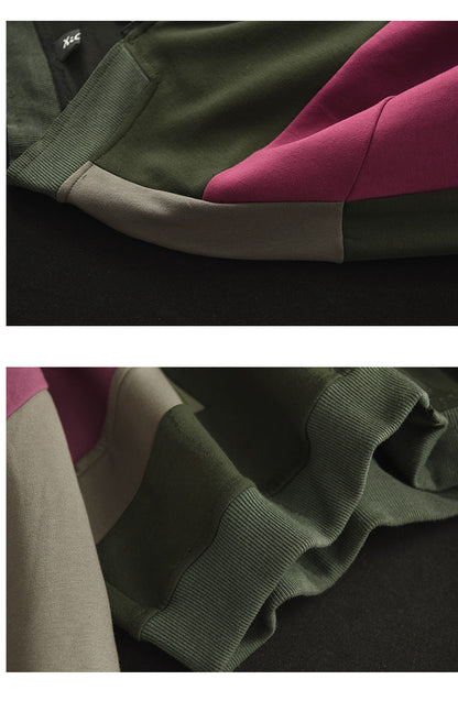 Retro Color-Blocking Loose Long-Sleeved Casual Literary Jacket