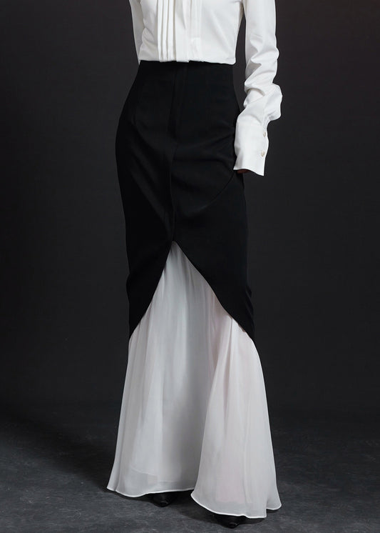 Unique Black High Waist Tulle Patchwork Skirts Summer