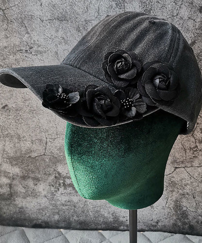 New Pink Floral Decorated Denim Baseball Cap Hat