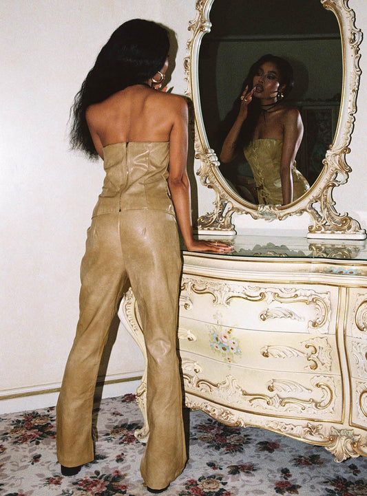 Roddie Lace Up Pants Brown